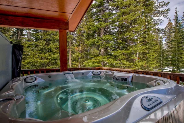 a view of swimming pool from a balcony