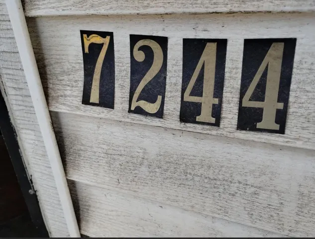 a view of a yard with large trees