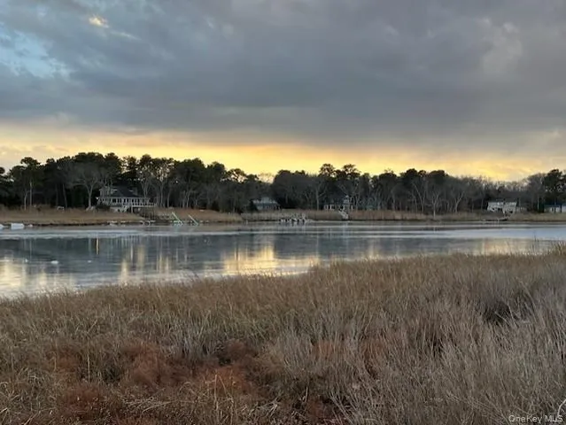a view of a lake view with a mountain in the background