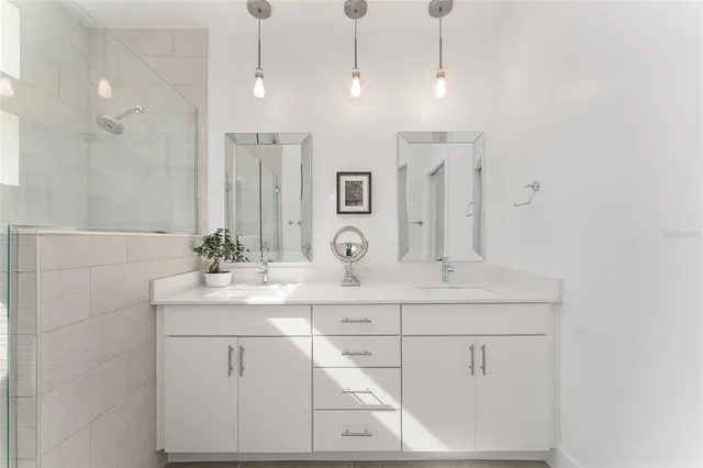 a bathroom with a shower