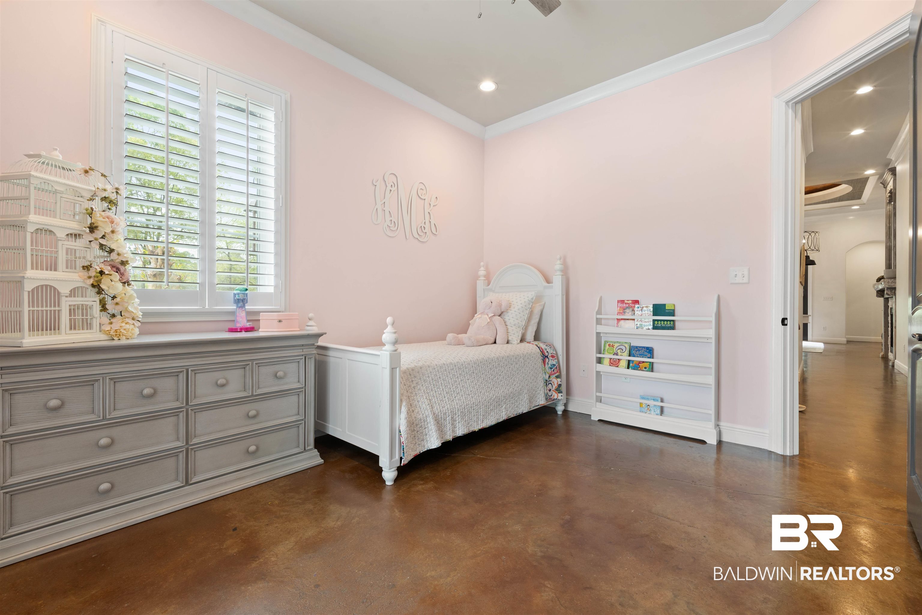 3584 Rue Royal Mobile, AL 36693 - Photo 23 of 35 Bedroom with recessed lighting, crown molding, concrete flooring, and baseboards