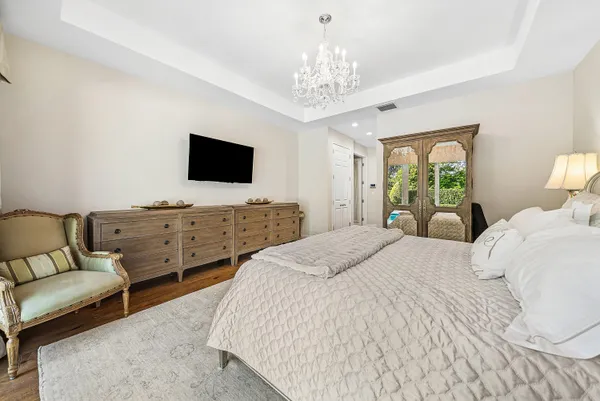 an aerial view of a house with a garden