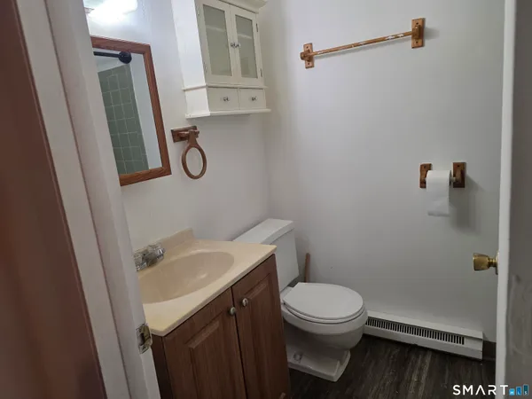 a bathroom with a toilet sink and vanity
