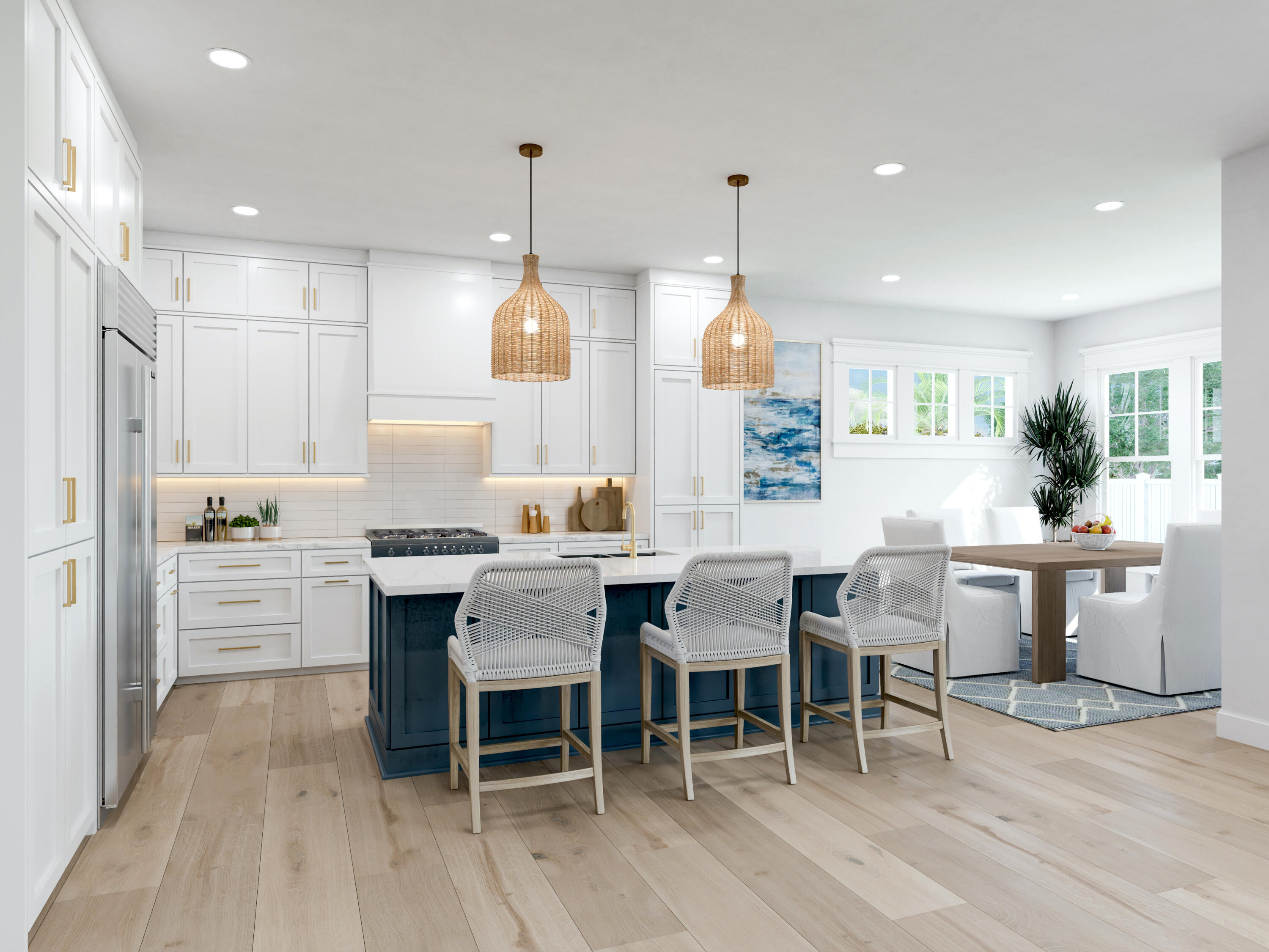 333 Pollard Cove, Unit LOT 96 Watersound, FL 32461 - Photo 15 of 37 a kitchen with kitchen island granite countertop a sink table and chairs