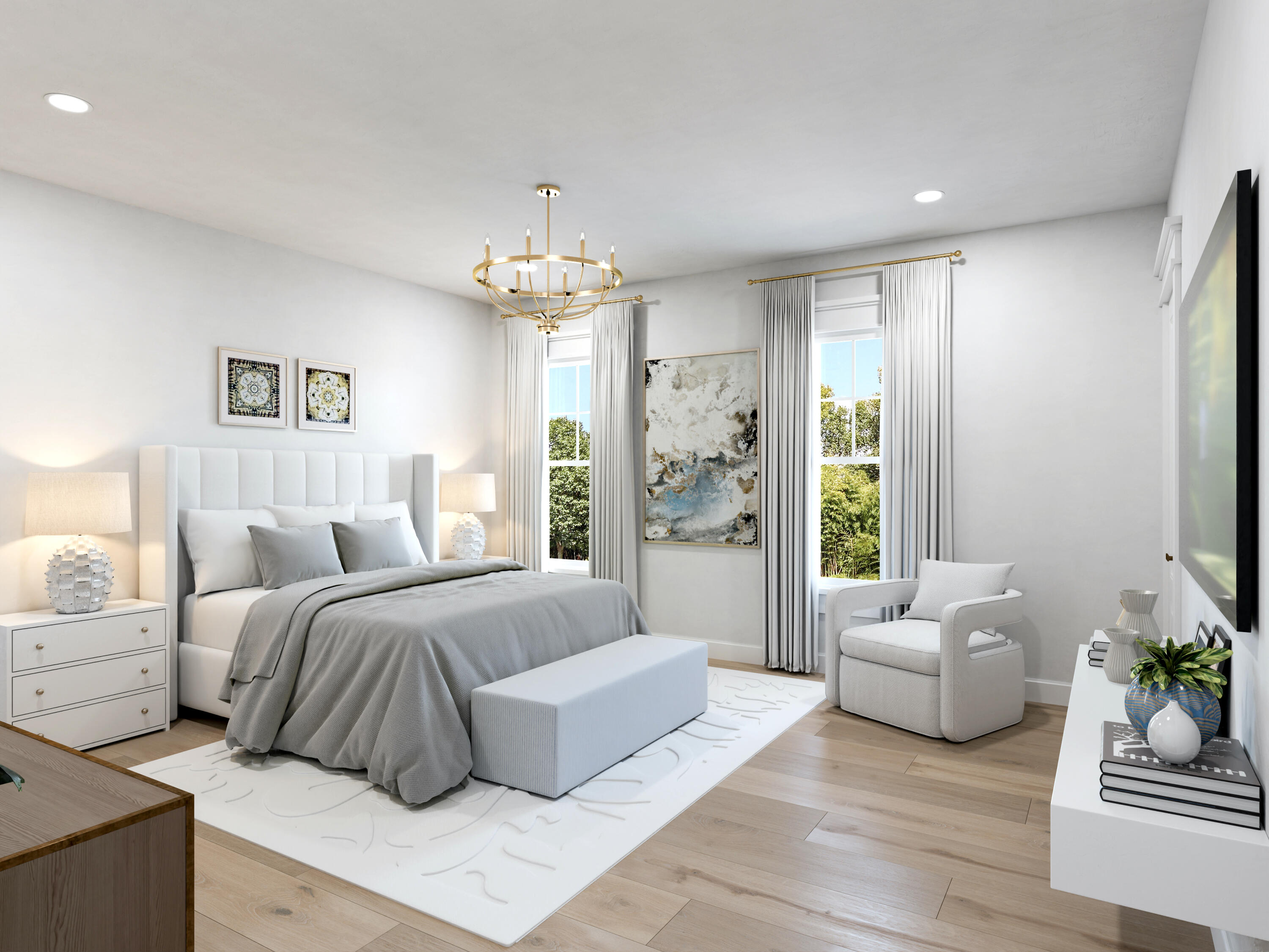 333 Pollard Cove, Unit LOT 96 Watersound, FL 32461 - Photo 16 of 37 a spacious bedroom with a bed and a couch