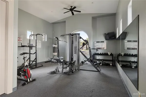 a view of a room with gym equipment