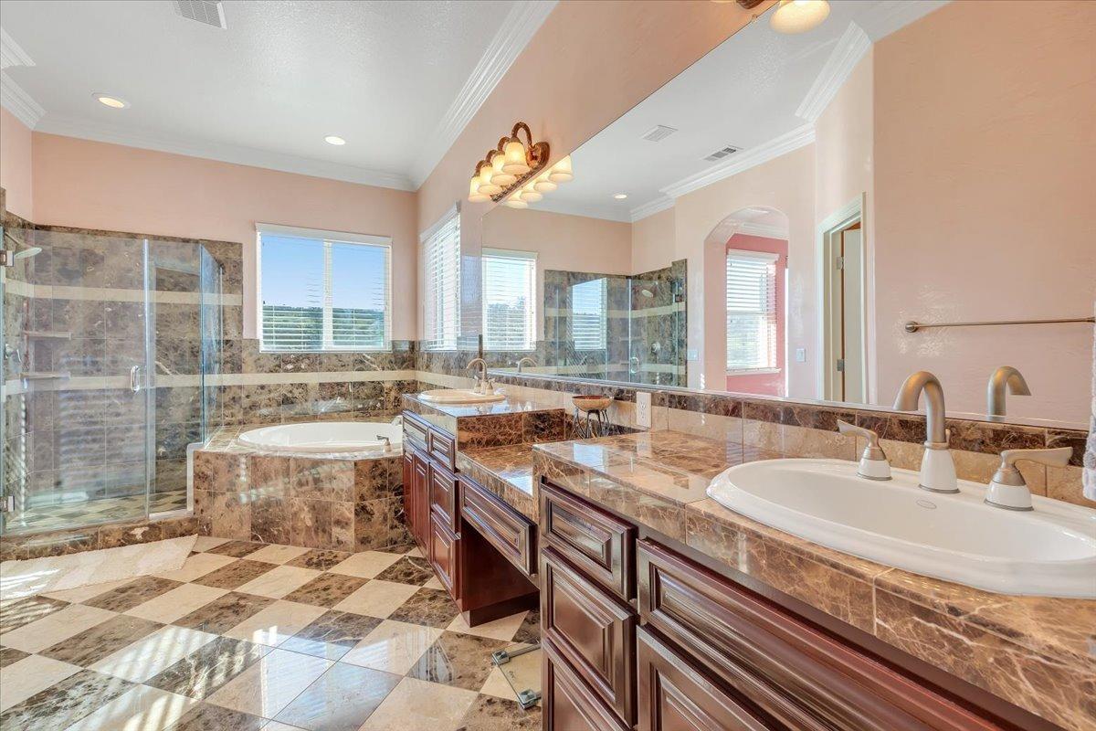 78 Aphrodite Court Copperopolis, CA 95228 - Photo 41 of 98 a bathroom with a granite countertop sink and a mirror