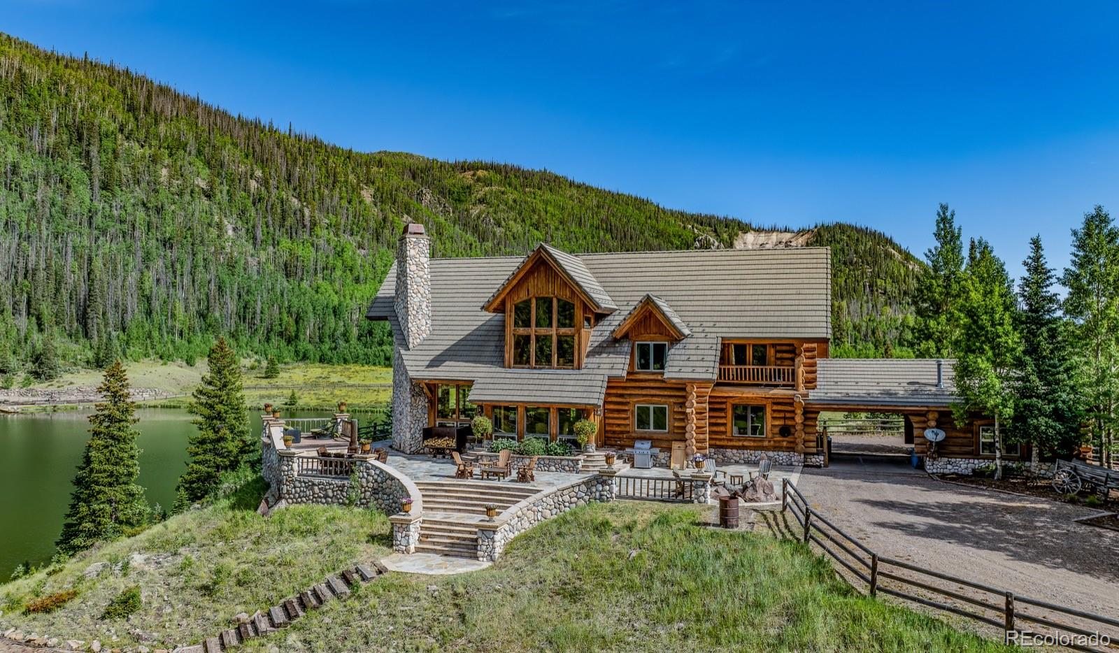 2418 Forest Road Creede, CO 81130 - Photo 30 of 50 a aerial view of a house with swimming pool next to a big yard