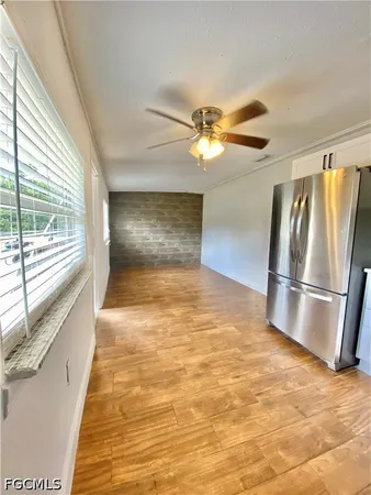 a view of a livingroom with a staircase