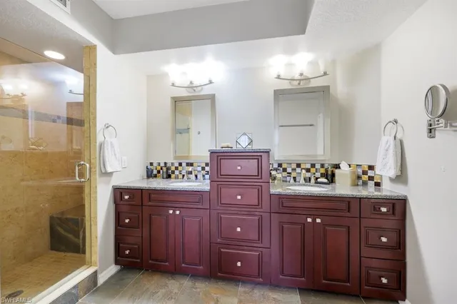 a room with a dresser and a mirror