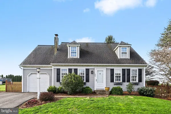 a front view of a house with a yard and potted plants