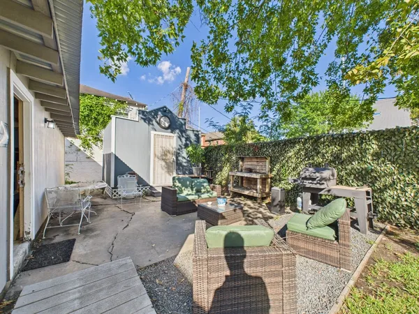 a view of outdoor space yard deck patio and fire pit