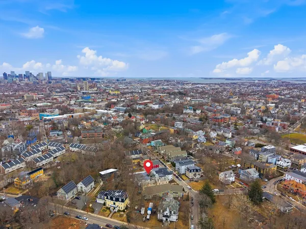 an aerial view of a city