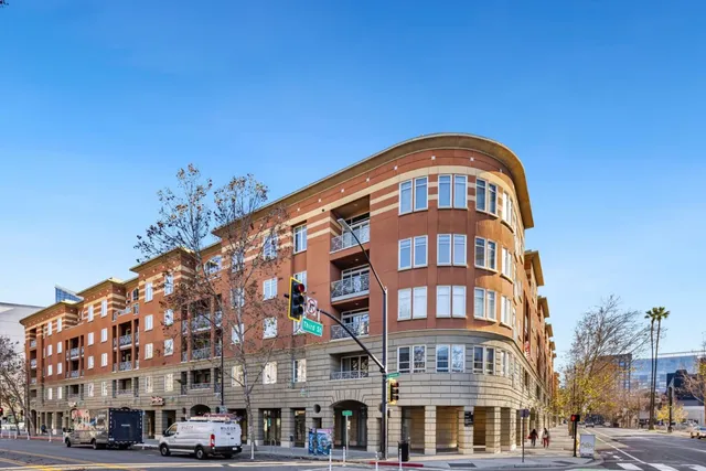 a front view of a building with glass door
