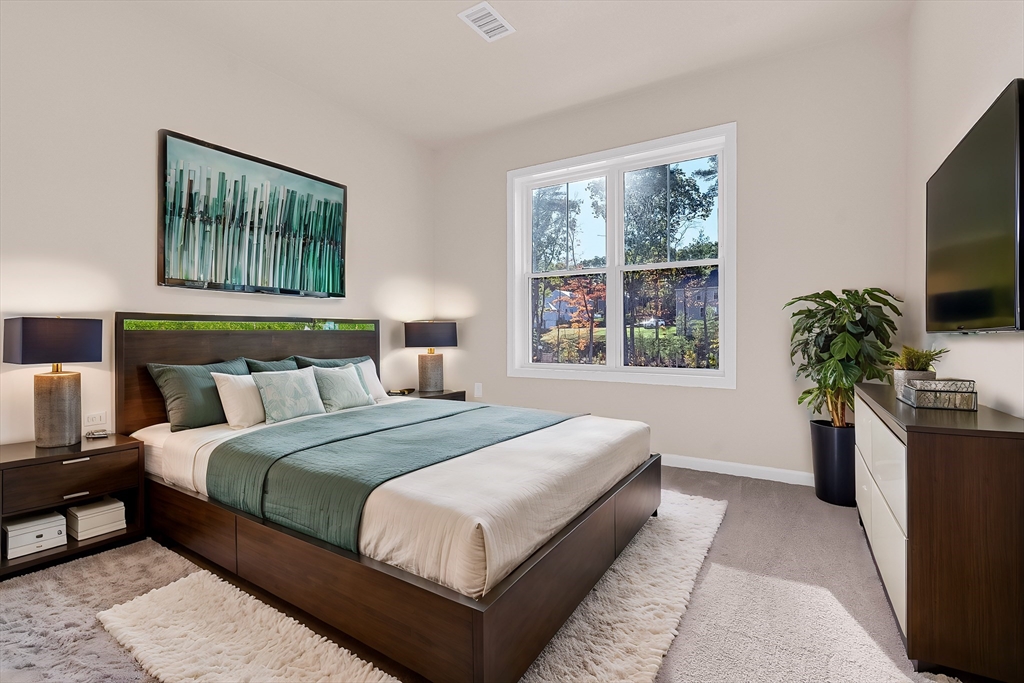 2 Winslow Lane, Unit 201 Grafton, MA 01536 - Photo 21 of 33 a bedroom with a large bed and a potted plant