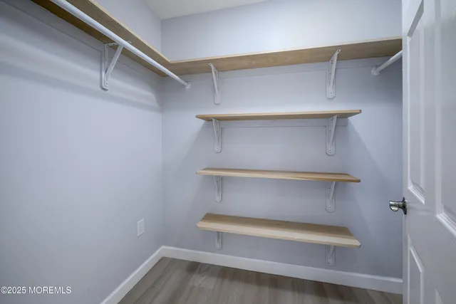 a view of storage area with empty racks