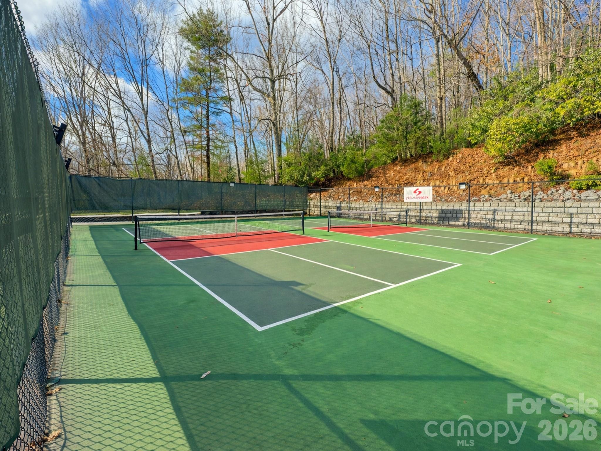 19 Cheestoonaya Way, Unit 25 Brevard, NC 28712 - Photo 8 of 18 a view of a tennis ground with large trees