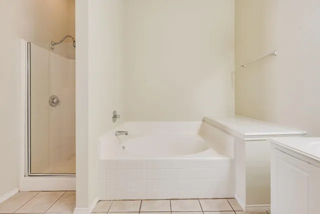 a bathroom with a bathtub