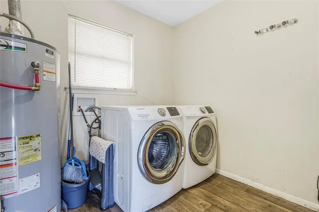 a storage room with washer and dryer