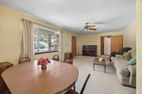 a living room with furniture flowerpot and window