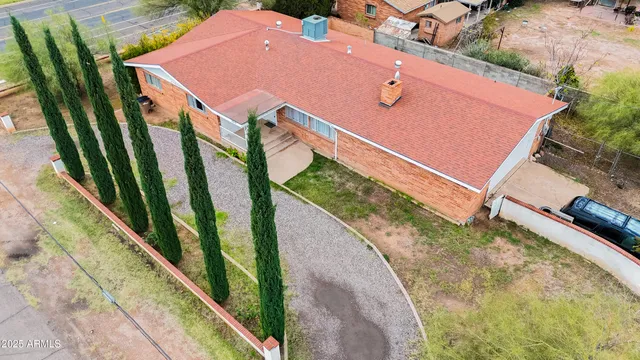 an aerial view of a house