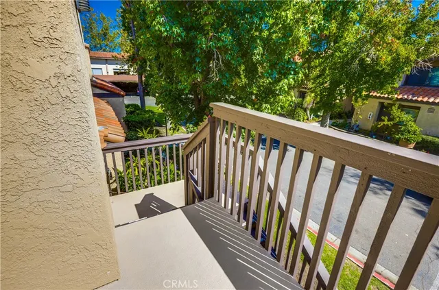 a balcony with street view