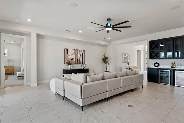 a view of a room with racks on the wall