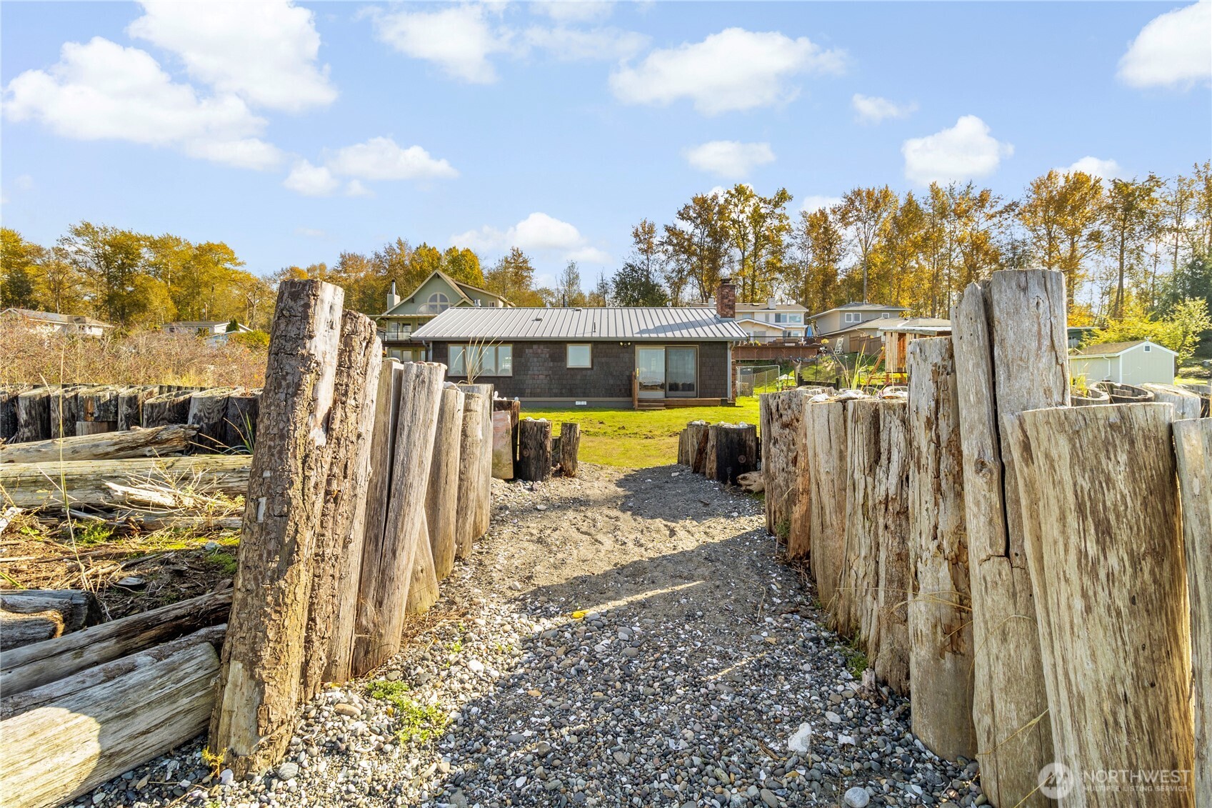 a view of a house with a backyard
