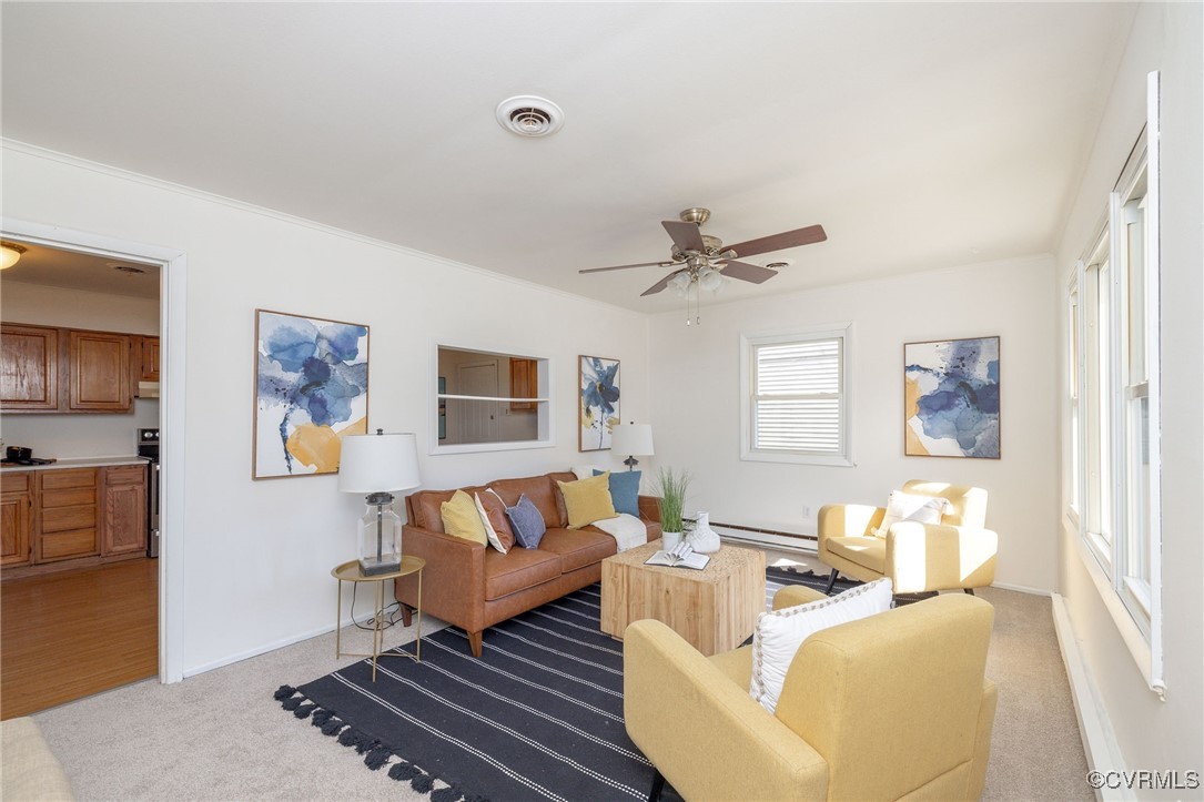 3407 Jackson Farm Road Hopewell, VA 23860 - Photo 5 of 27 Living room with new carpet floors, ornamental mol