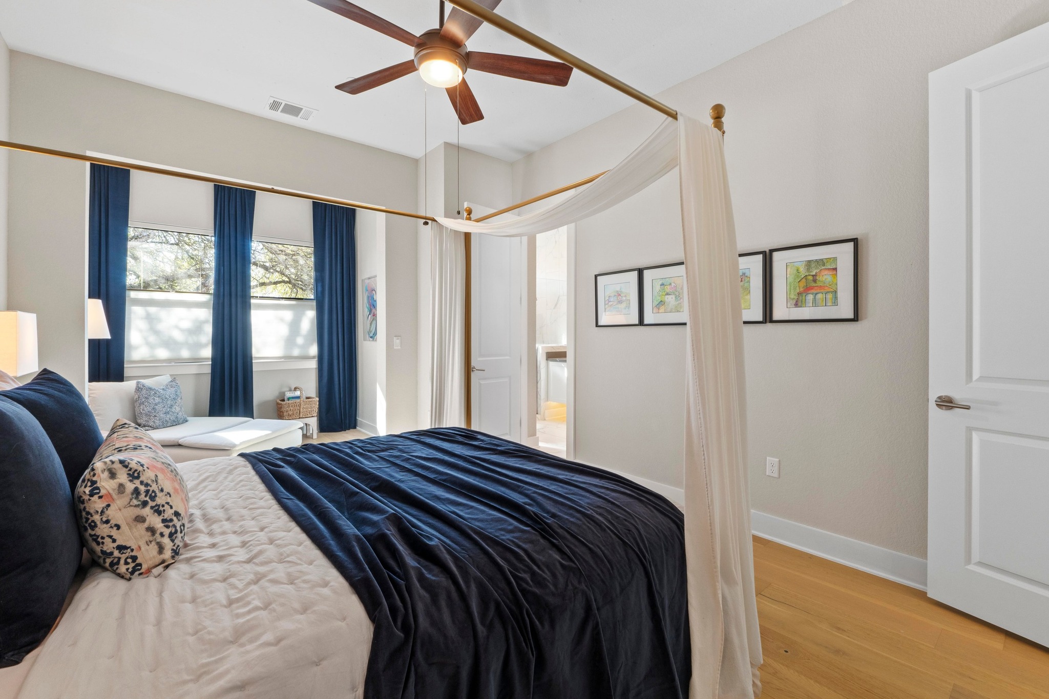 4323 Spicewood Springs Road, Unit 6 Austin, TX 78759 - Photo 25 of 40 Bedroom with wood finished floors and a ceiling fan