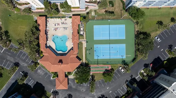 a front view of a building with street view