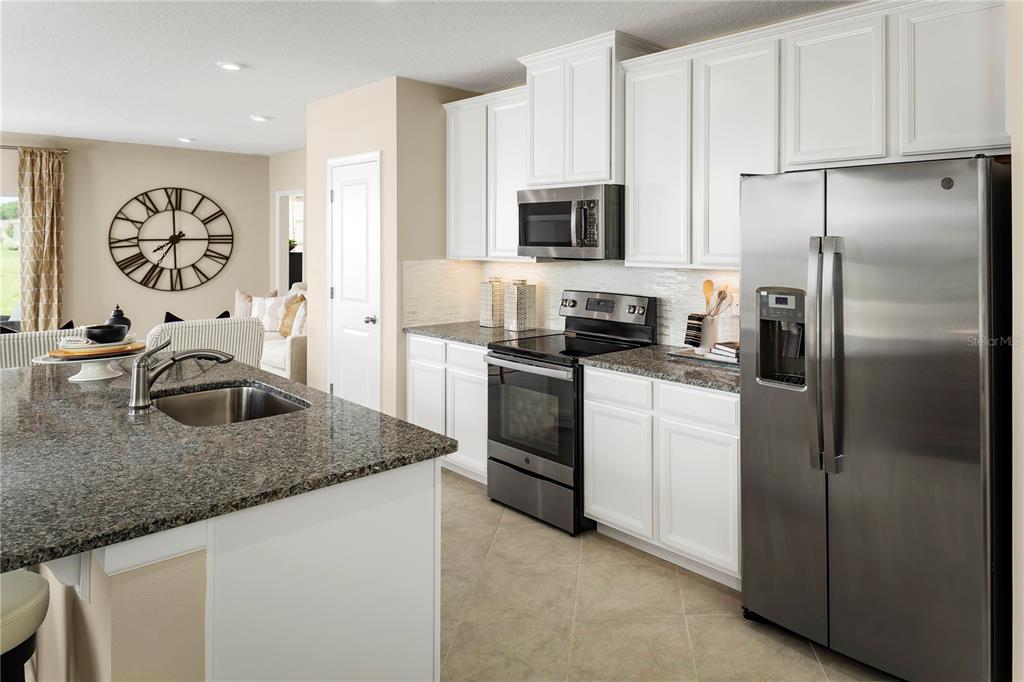 2313 Scenic Pk Loop Wimauma, FL 33598 - Photo 7 of 19 a kitchen with white cabinets and stainless steel appliances