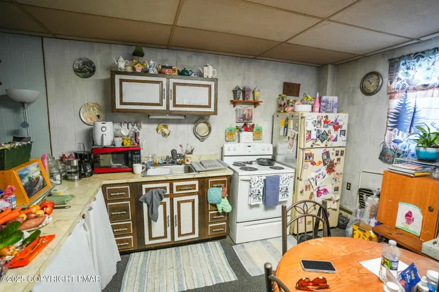 a storage room with furniture