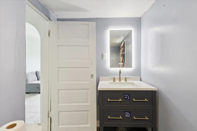 an empty room with windows