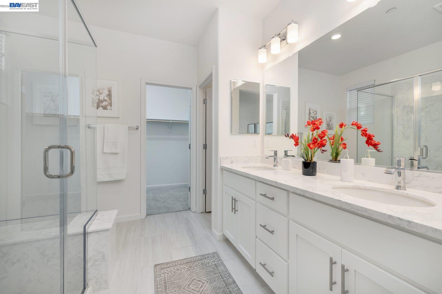30 Cypress Way Pittsburg, CA 94565 - Photo 19 of 30 a bathroom with a double vanity sink mirror and shower