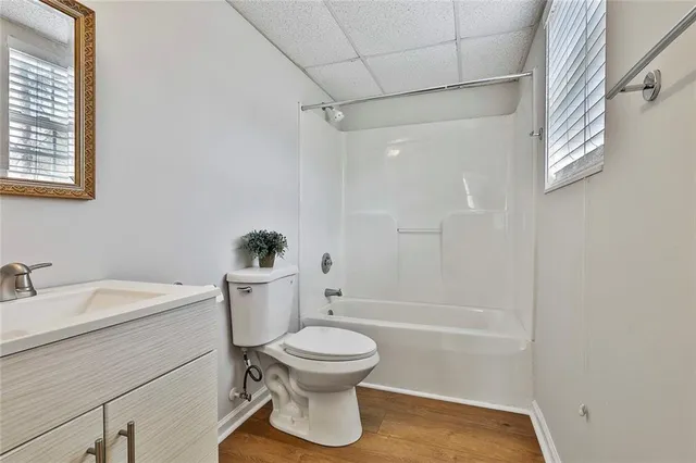 a view of a building with a bench