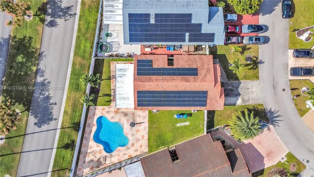 an aerial view of a house