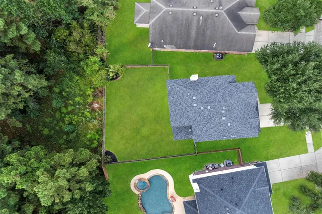 an aerial view of a house