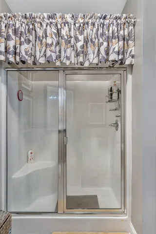 a bathroom with a bathtub