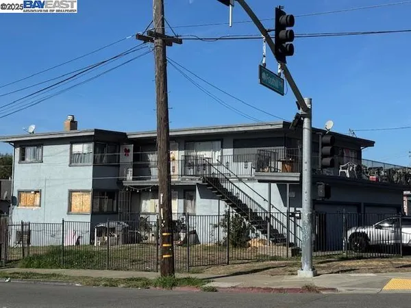 a front view of a building with street
