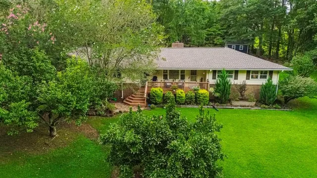 a view of a house with garden and plants