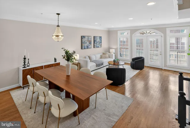 a view of an empty room with stairs