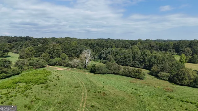 an aerial view of a houses with outdoor space and garden