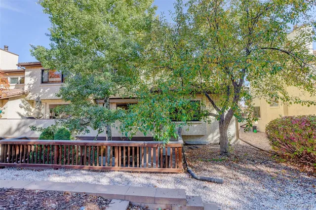 a view of a bench in the backyard