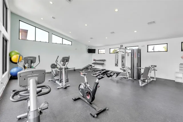 a view of a room with gym equipment