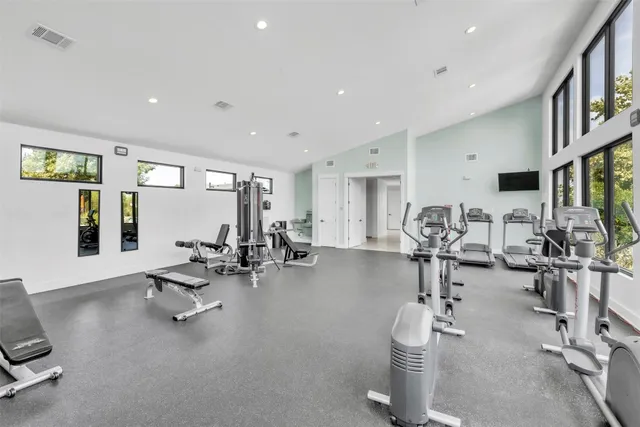 a view of a room with gym equipment