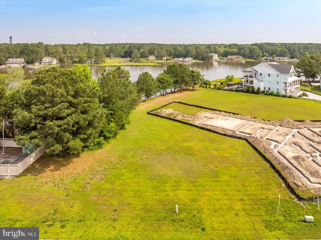 a view of a lake with a city