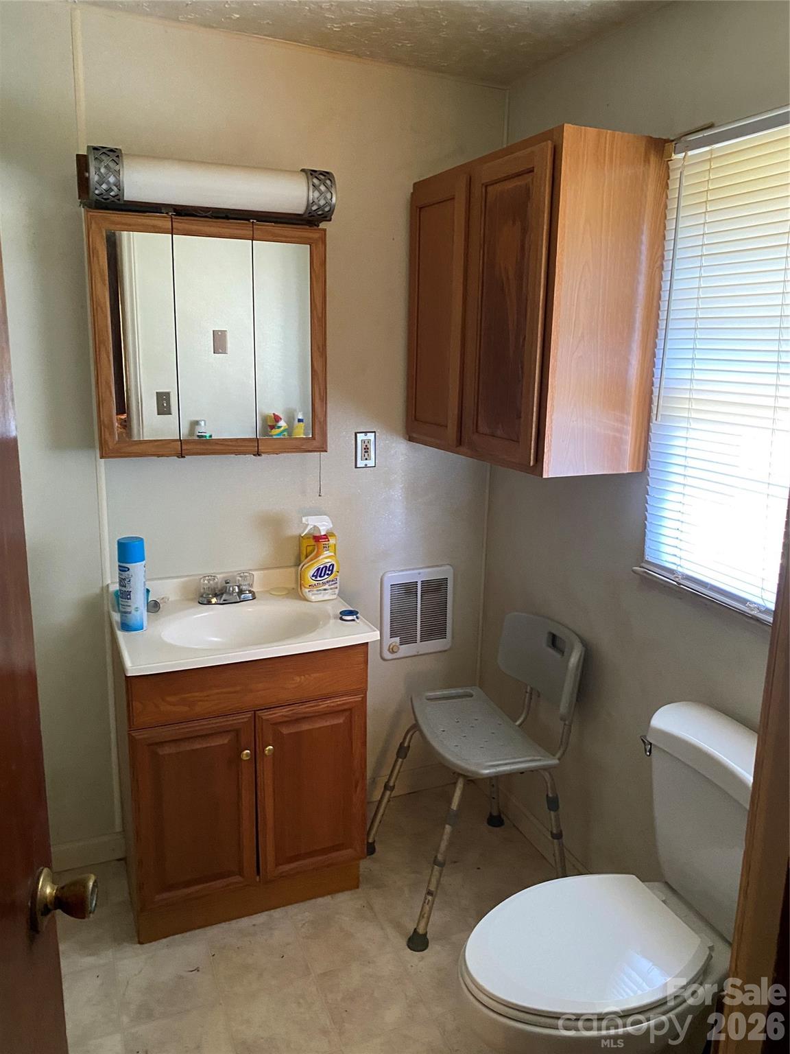 306 Howell Street Cherryville, NC 28021 - Photo 6 of 6 a bathroom with a toilet a sink a mirror and a window