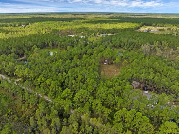 a view of a field with an ocean view