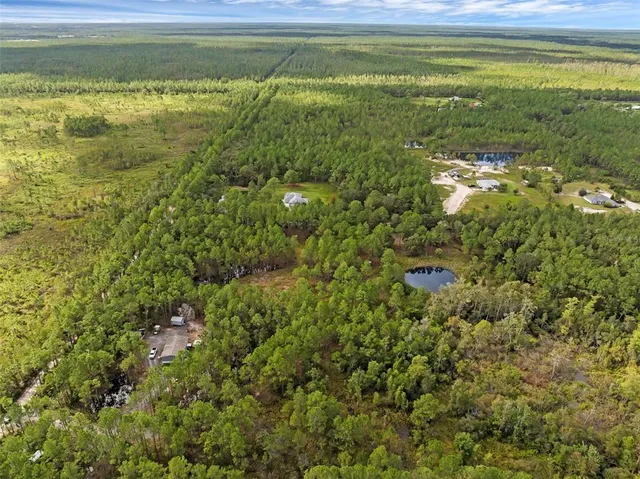 a view of a field with an ocean